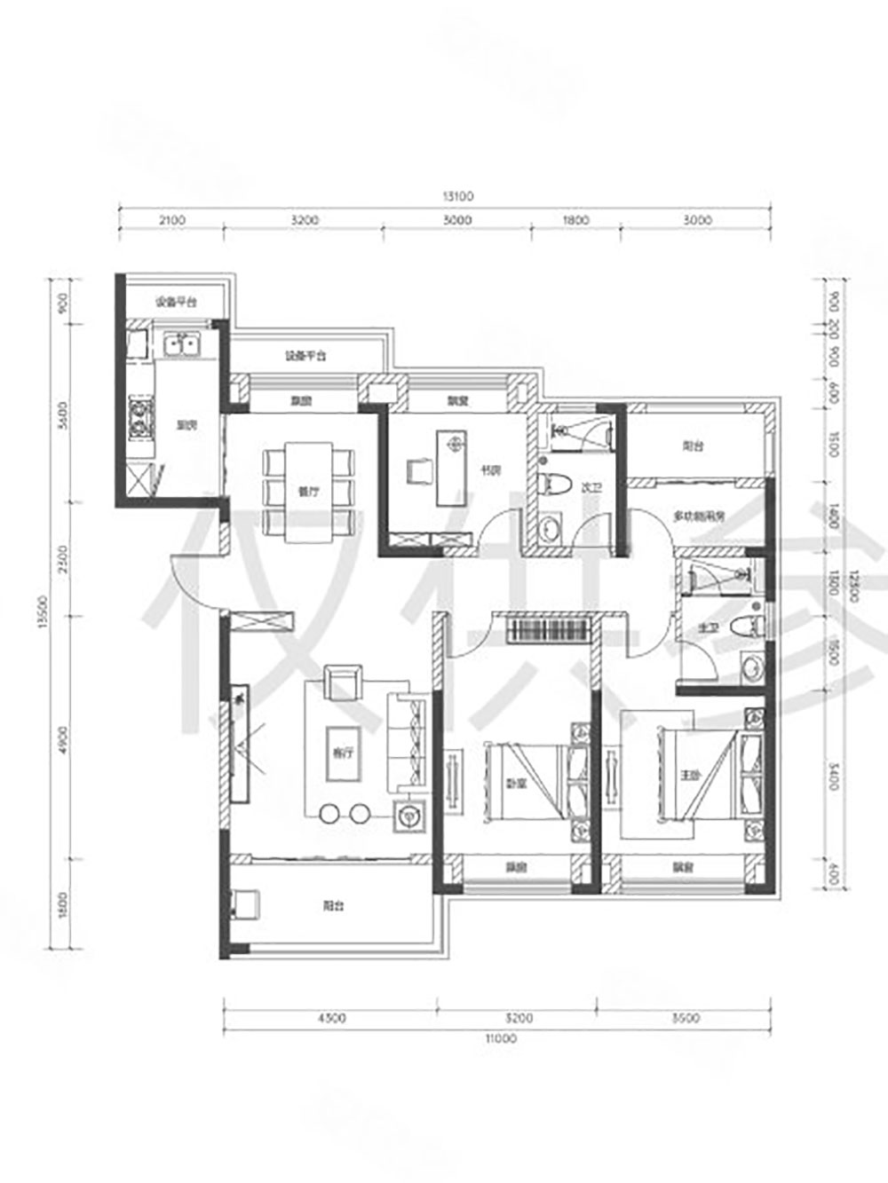 建面約143㎡戶型