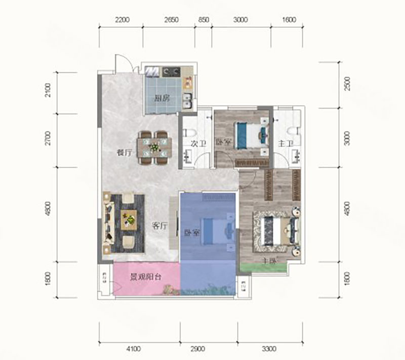 建面約99㎡戶型