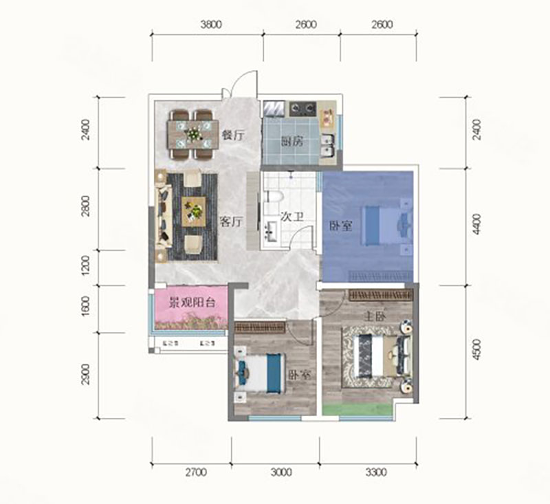 建面約81㎡戶型