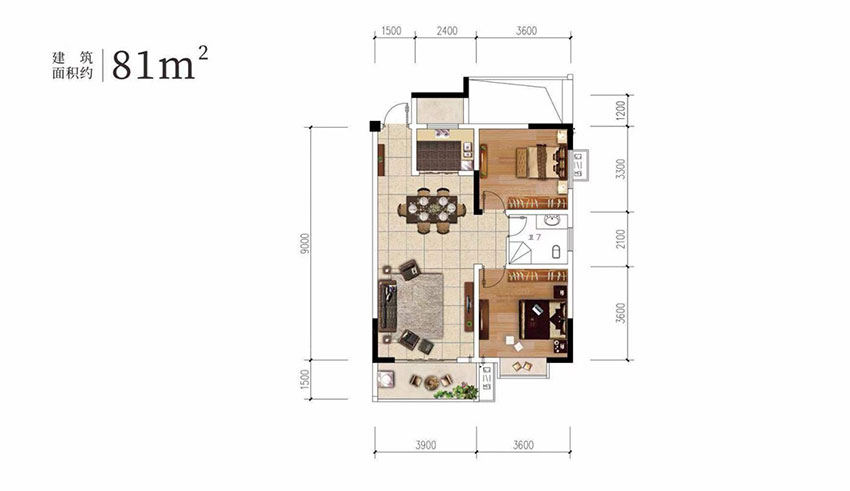 建面約81㎡戶型