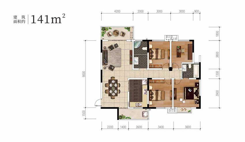 建面約141㎡戶型